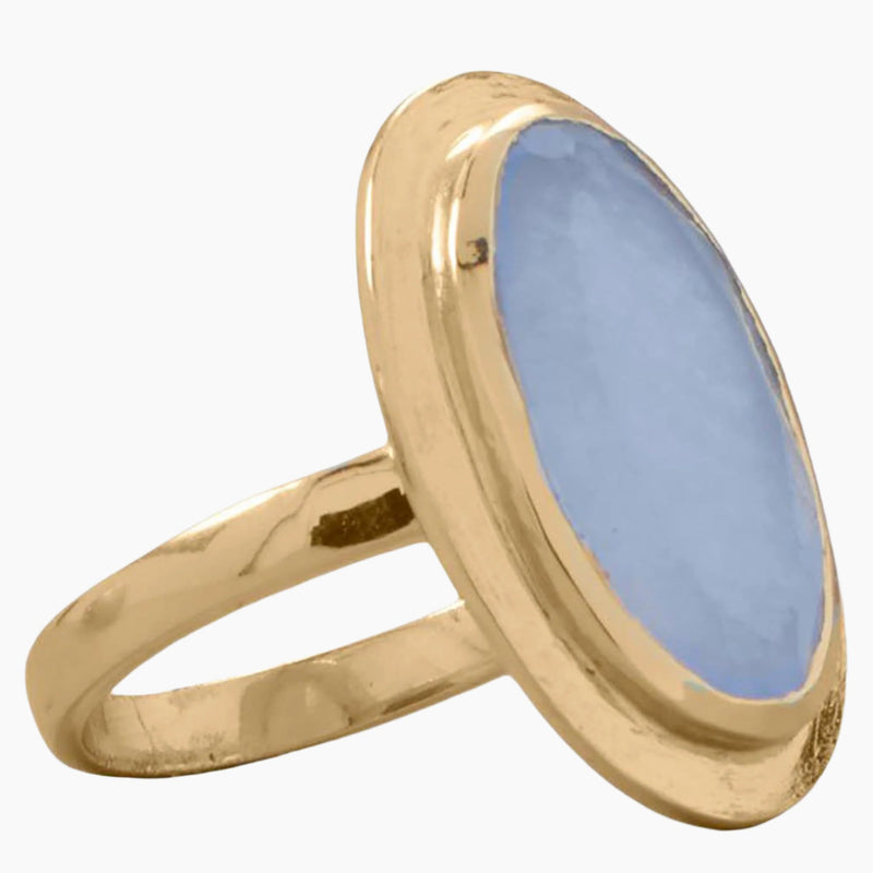 Periwinkle Chalcedony Statement Ring Side View