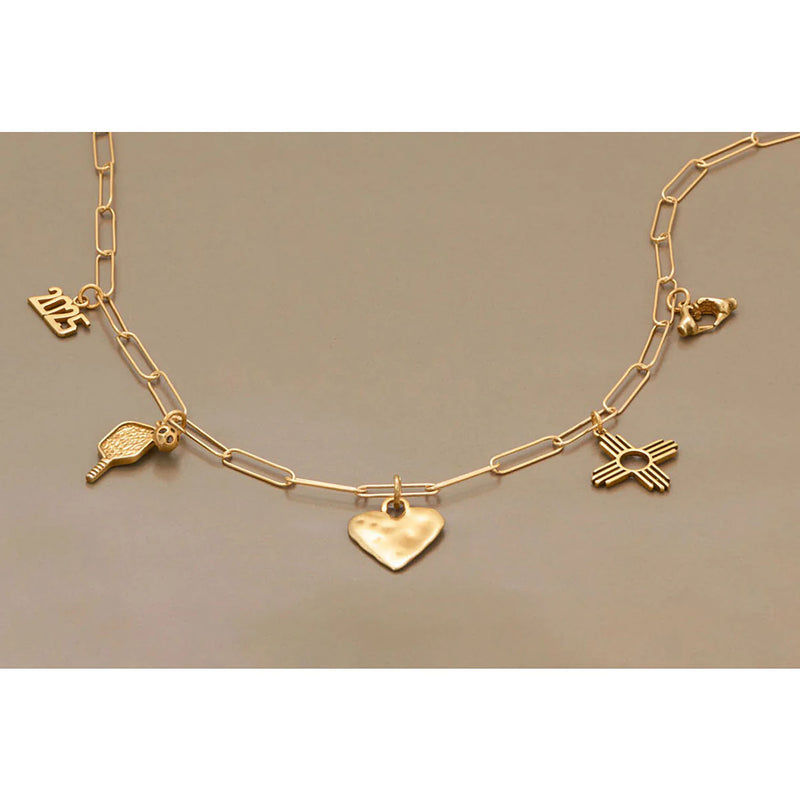 Pickleball and Paddle Charm Gold Example