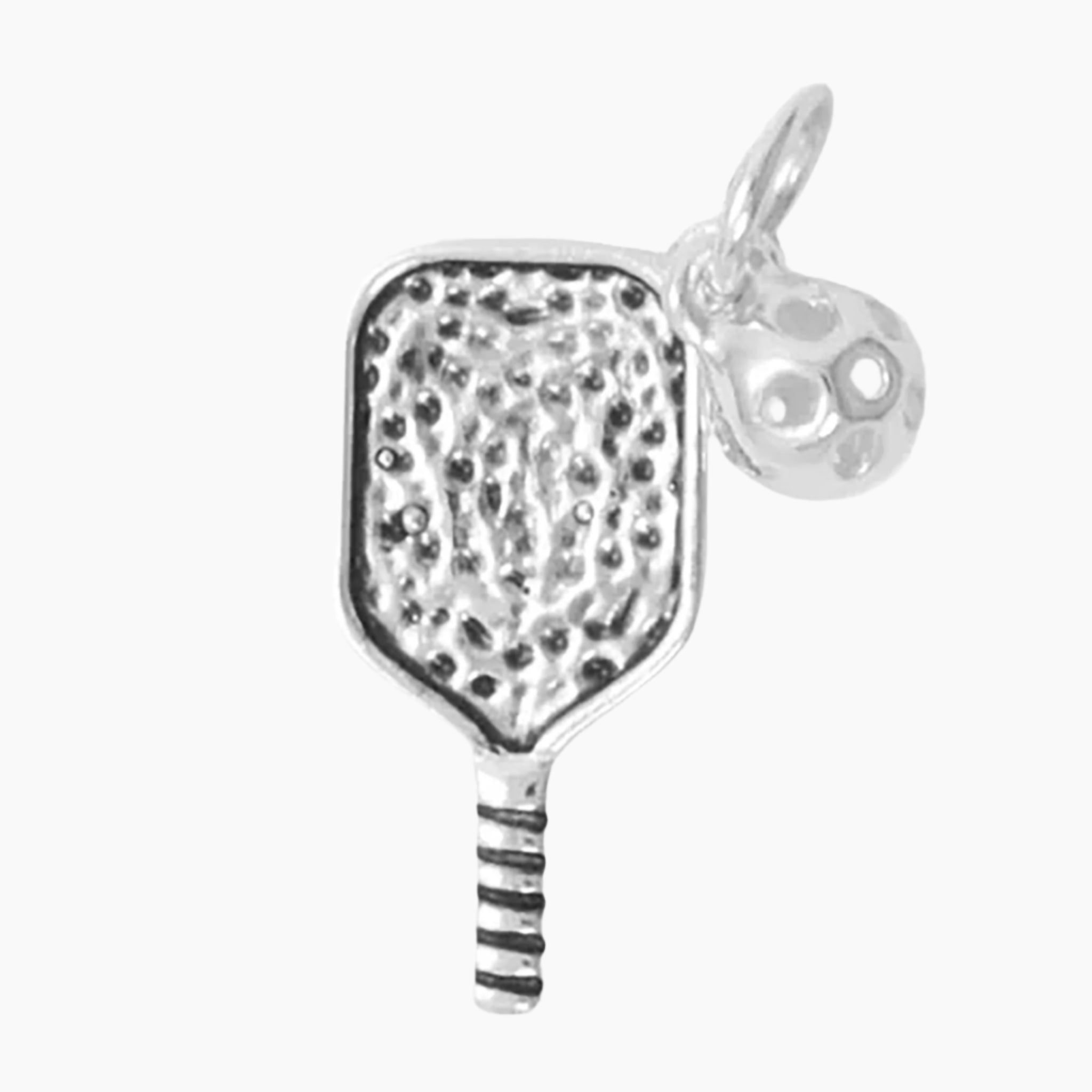 Pickleball and Paddle Charm Silver