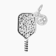 Pickleball and Paddle Charm Silver