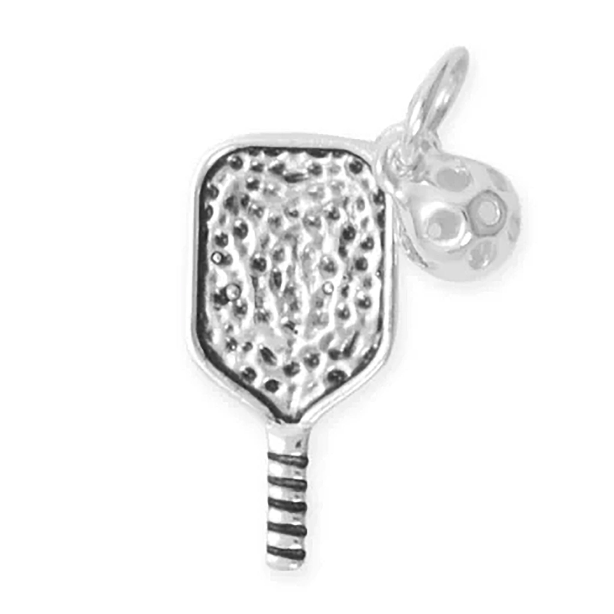 Pickleball and Paddle Silver Charm