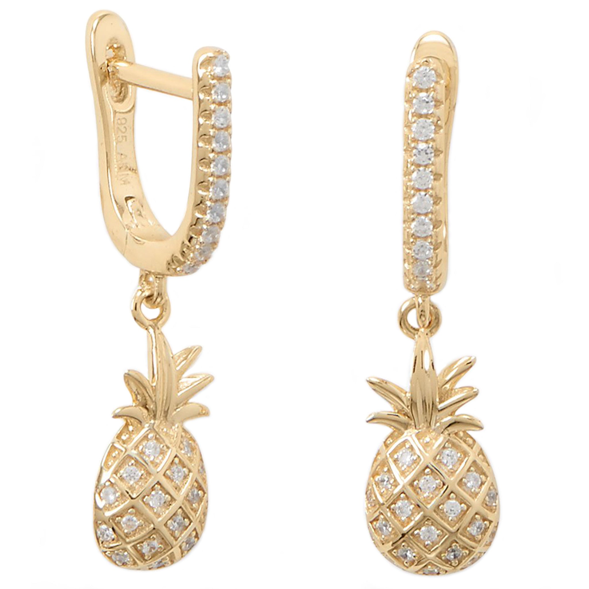 Pineapple Drop Gold Earrings