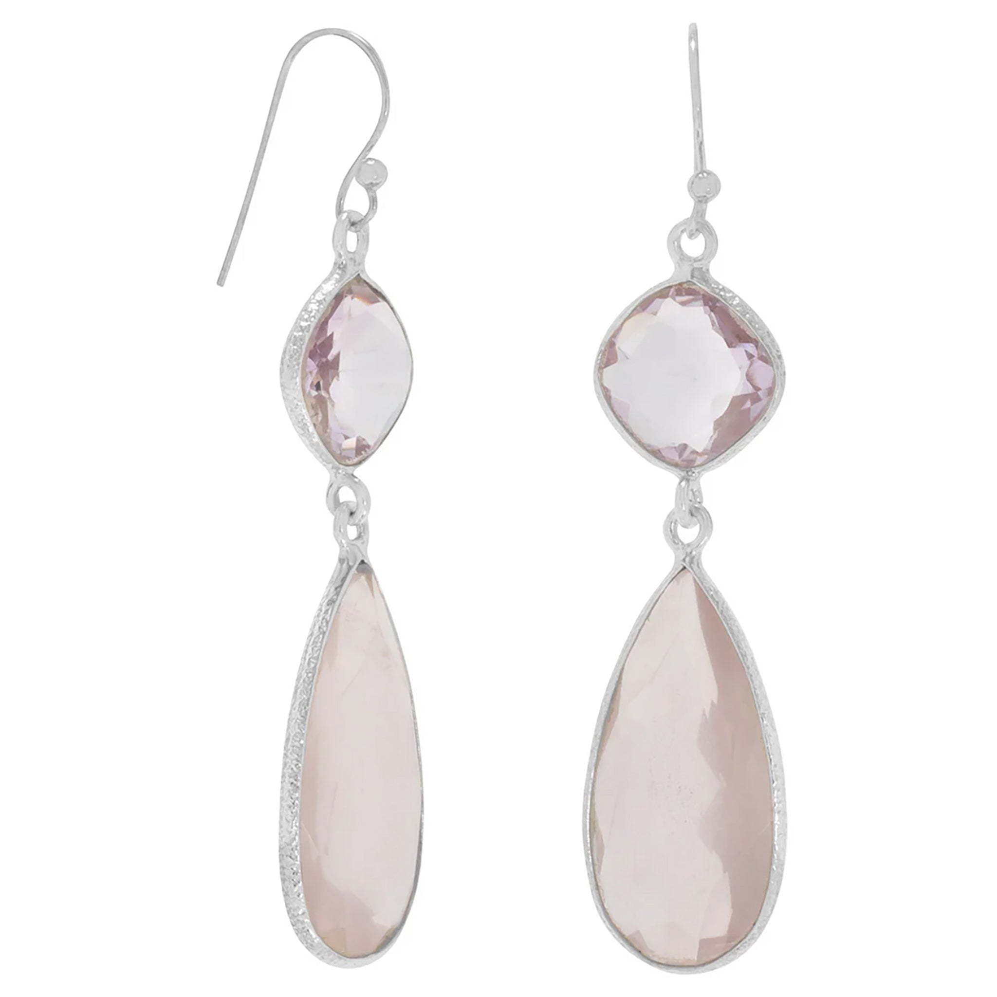 Pink Amethyst and Rose Quartz Earrings