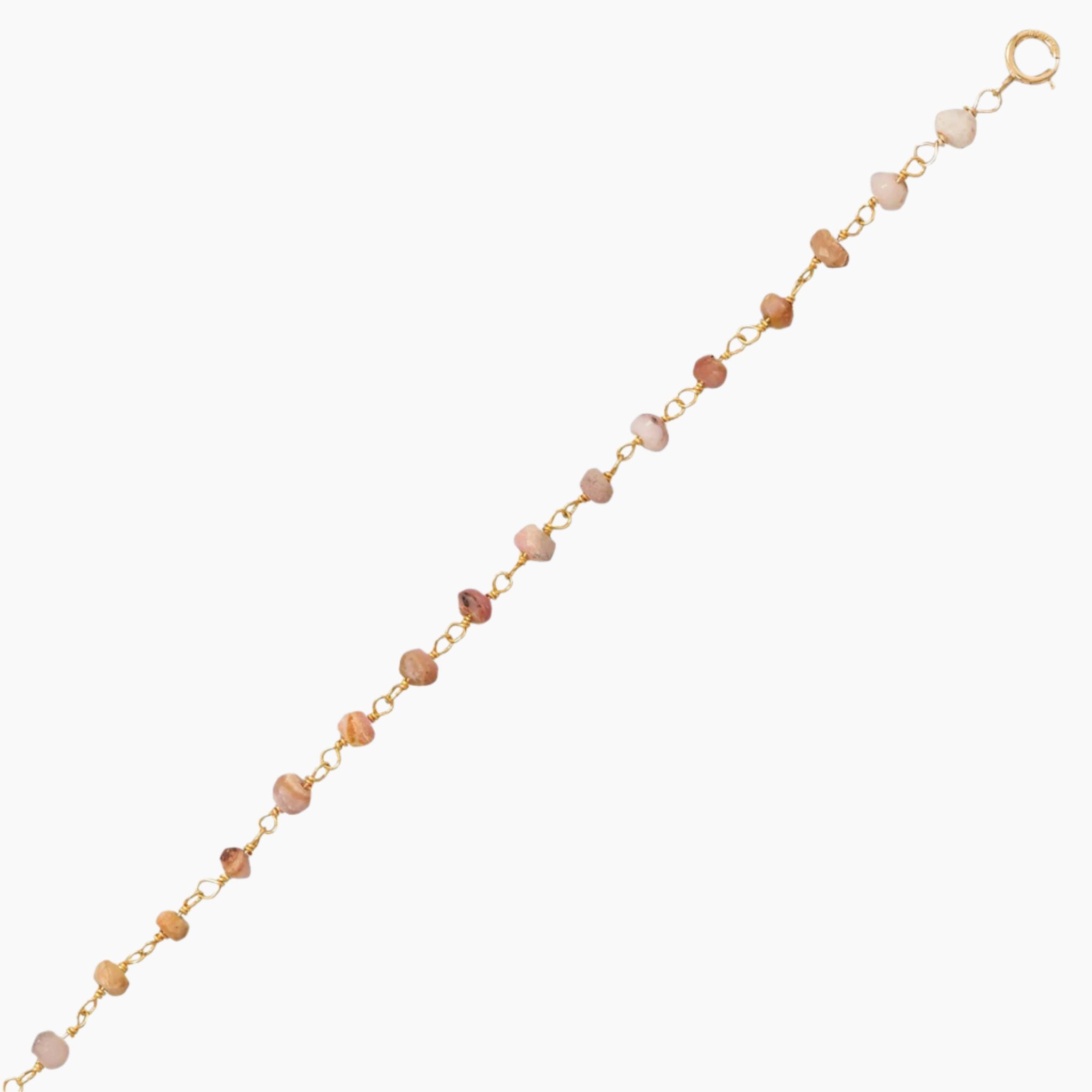 Pink Opal Bead Gold Anklet Inline