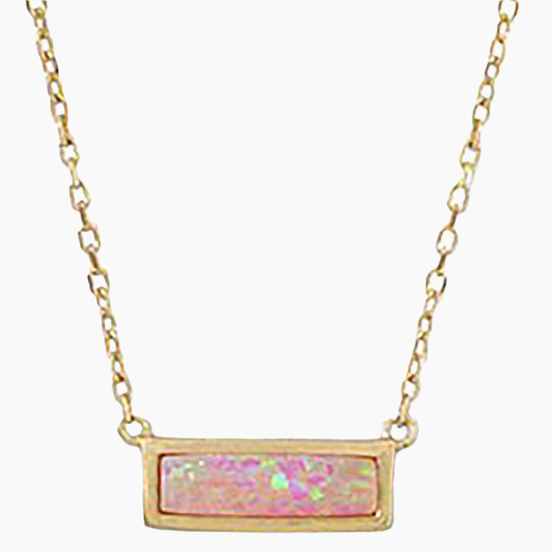 Pink Opal Mini Bar Necklace