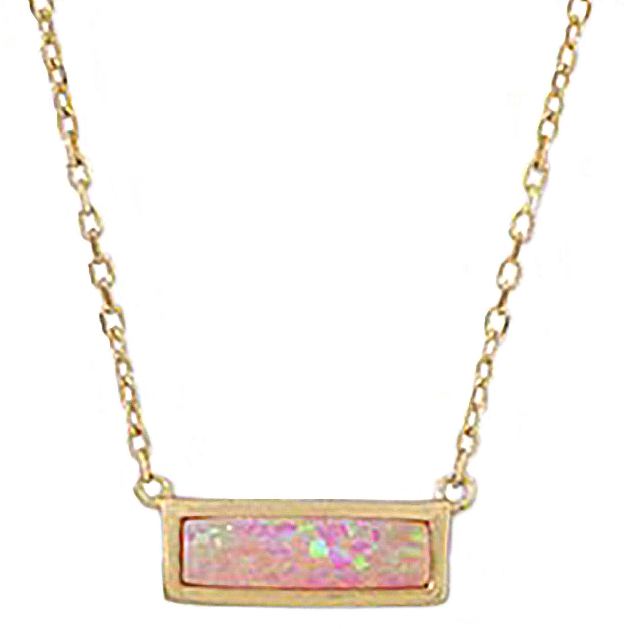 Pink Opal Mini Bar Necklace
