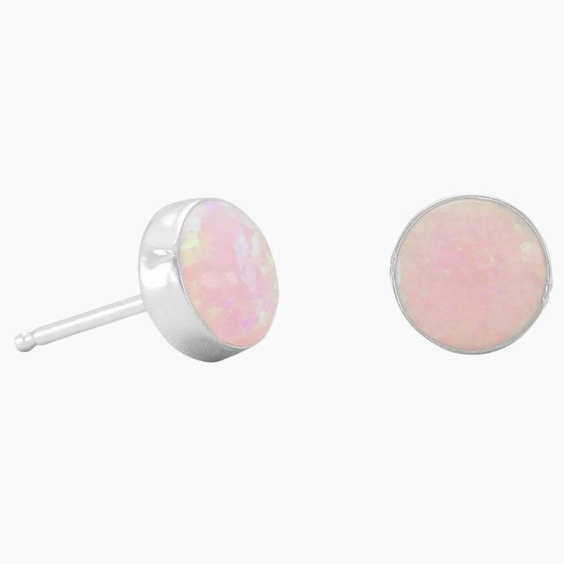 Pink Opal Stud Earrings