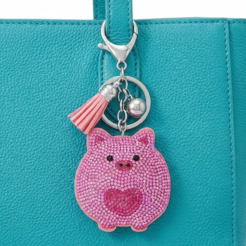 Pink Piggy Crystal Bag Charm Example