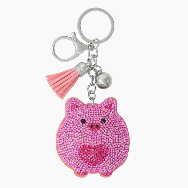 Pink Piggy Crystal Bag Charm