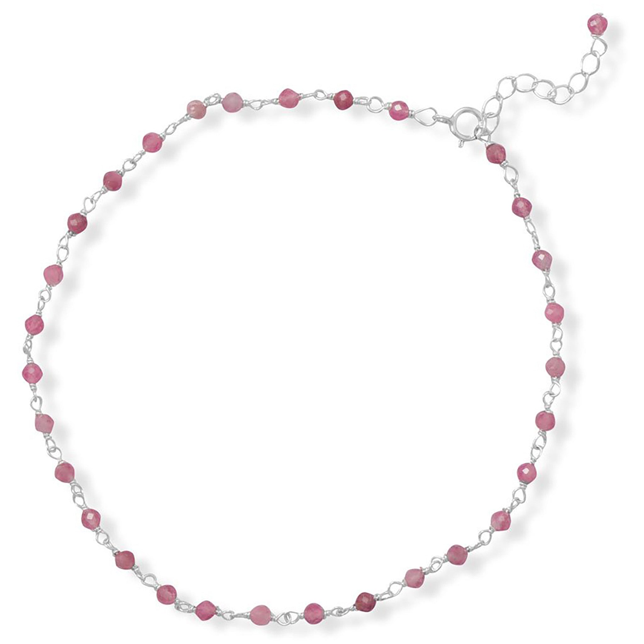 Pink Tourmaline Bead Anklet