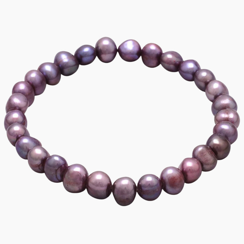 Plum Freshwater Pearl Stretch Bracelet