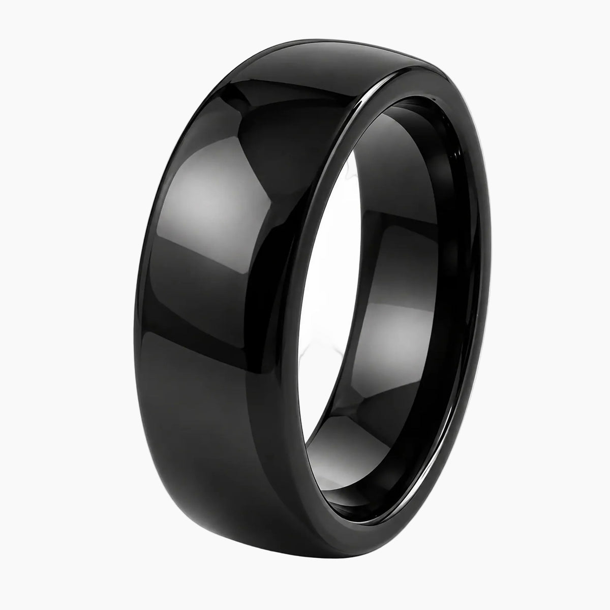 Polished Black Wedding Band Tungsten Ring