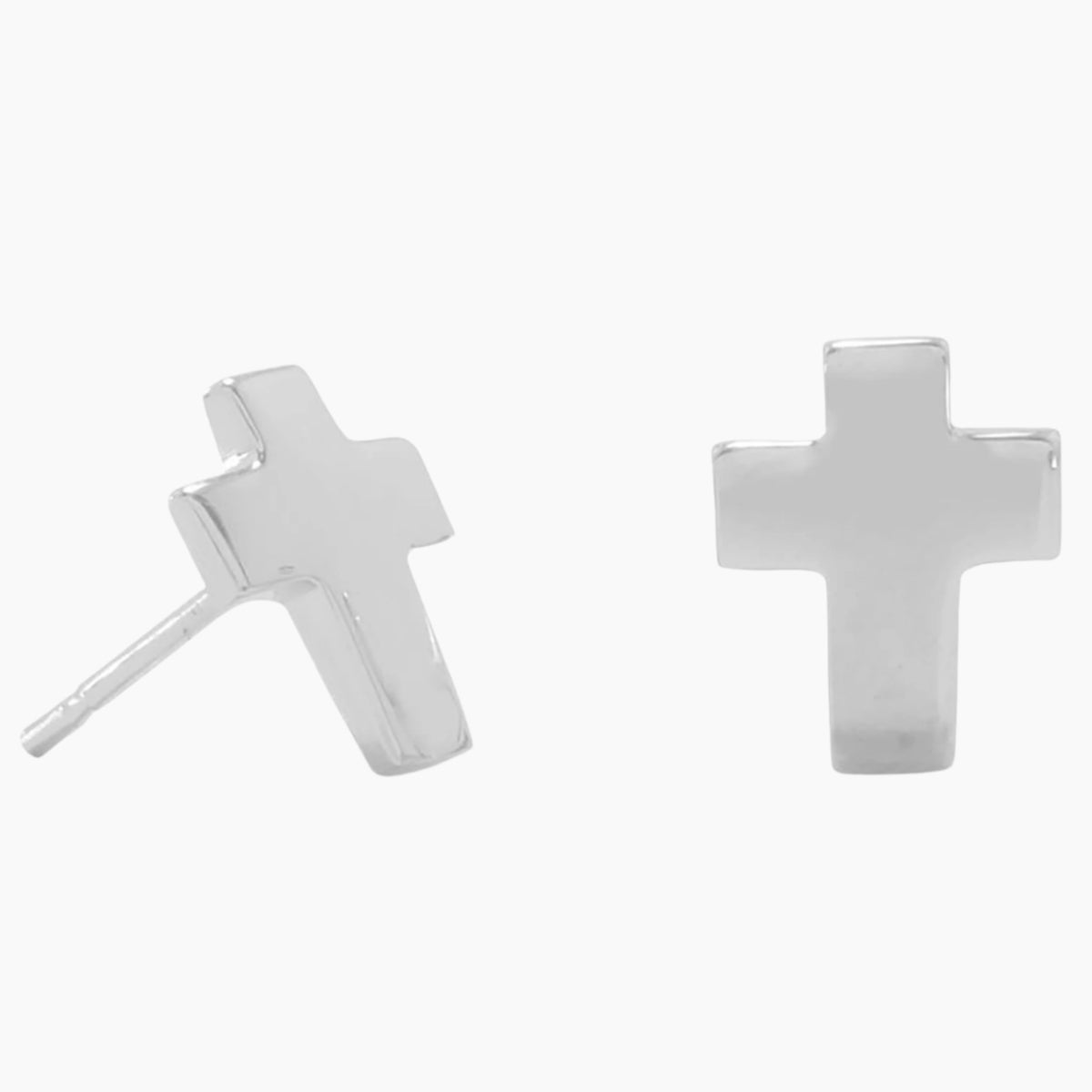 Polished Cross Stud Earrings