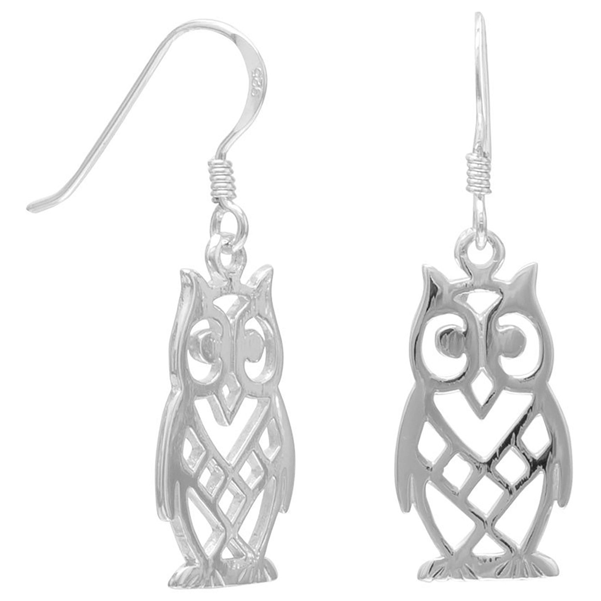 Polished Cut Out Owl Earrings