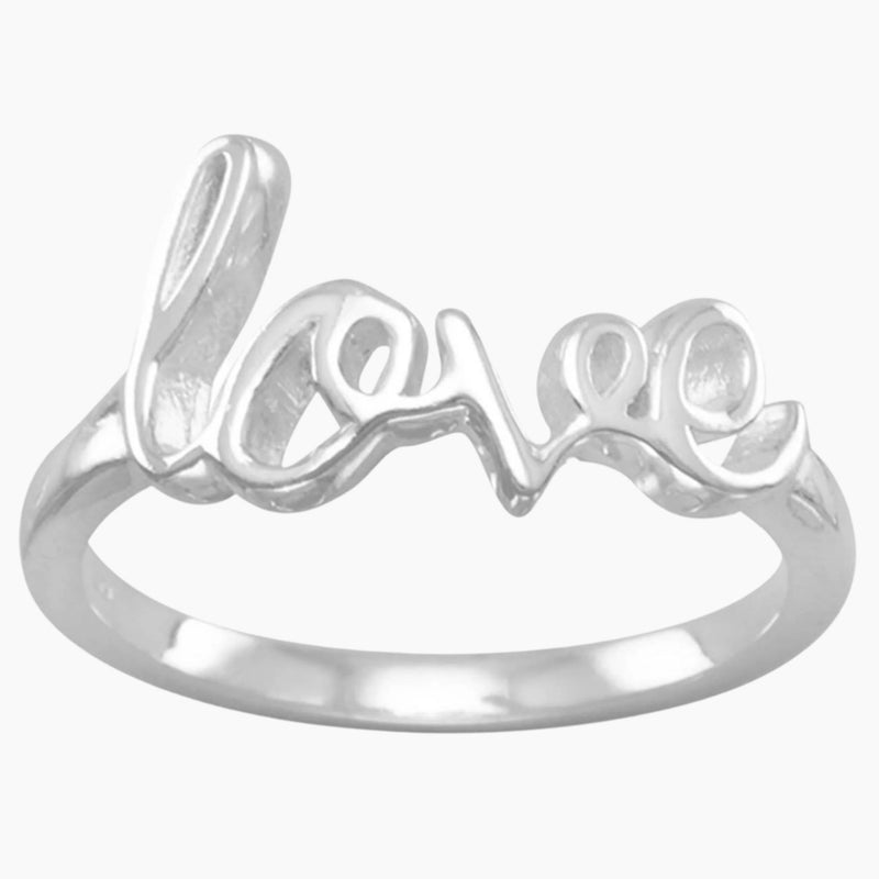 Polished Love Script Ring