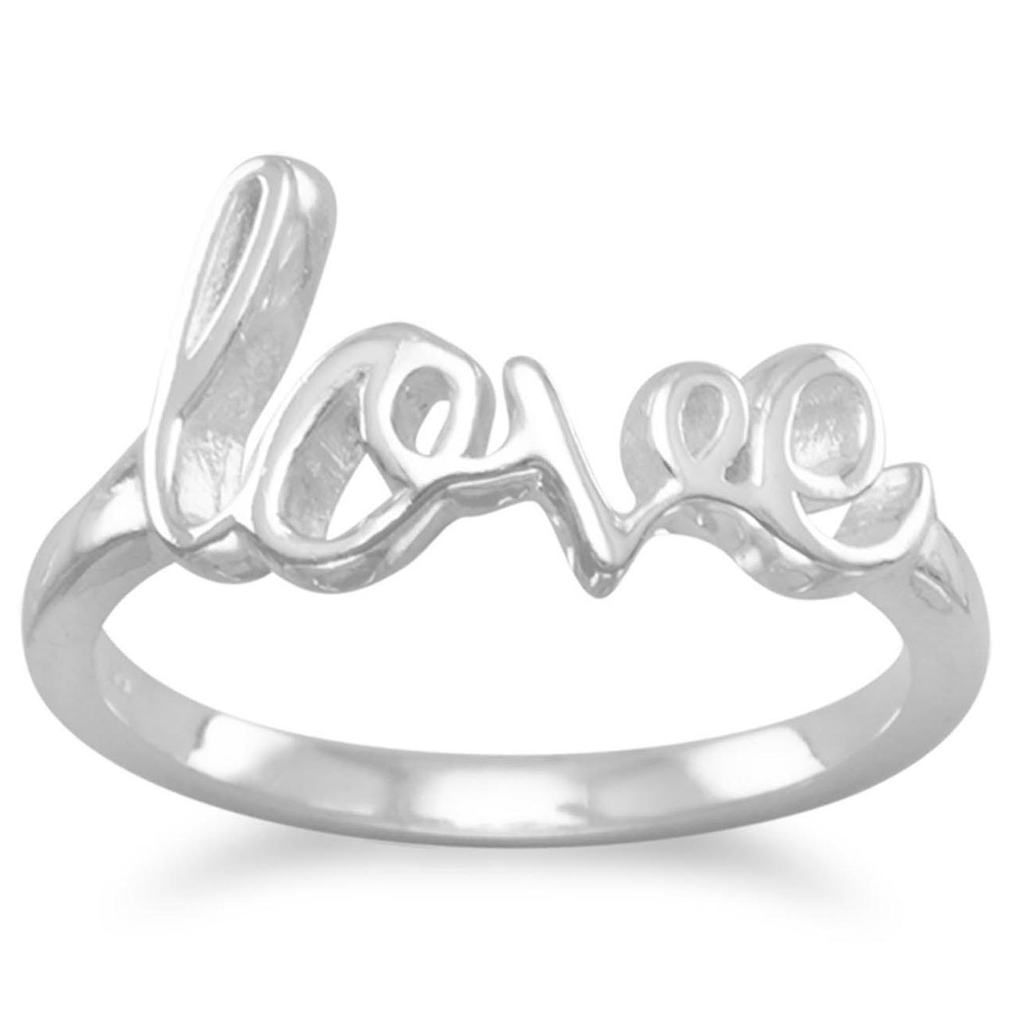 Polished Love Script Ring