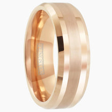 Polished Rose Gold Tungsten Ring Side View
