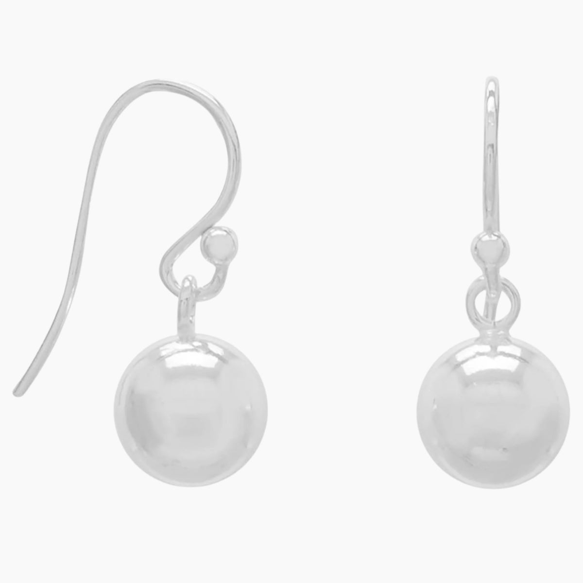 Polished Silver Bead Drop Earrings