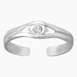 Polished Silver Crystal Toe Ring