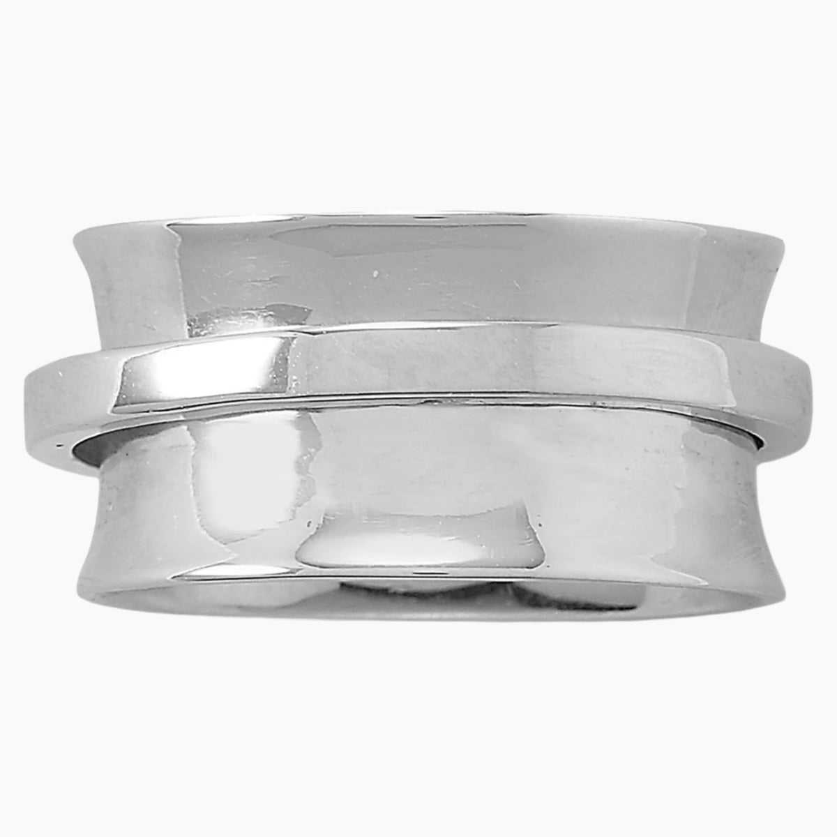 Polished Silver on Silver Spin Band Ring