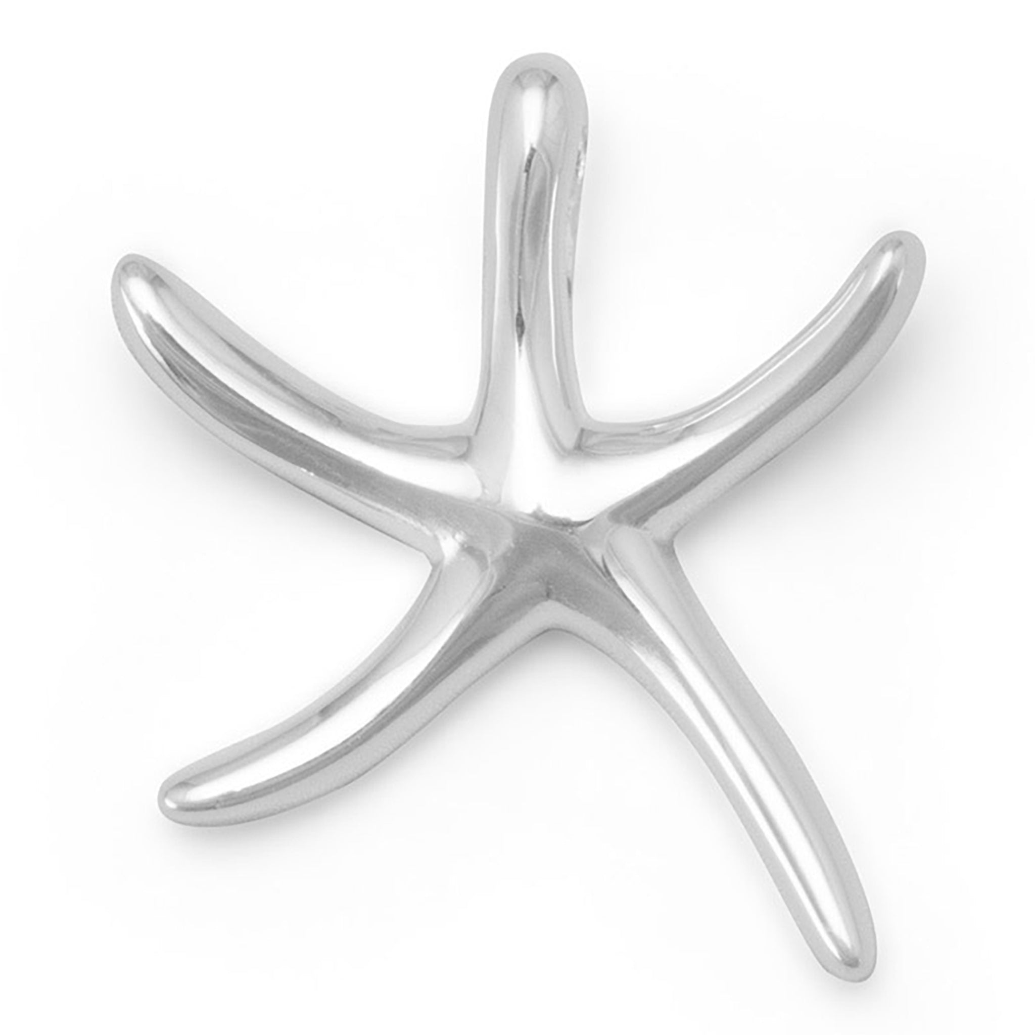 Polished Silver Starfish Slide Pendant
