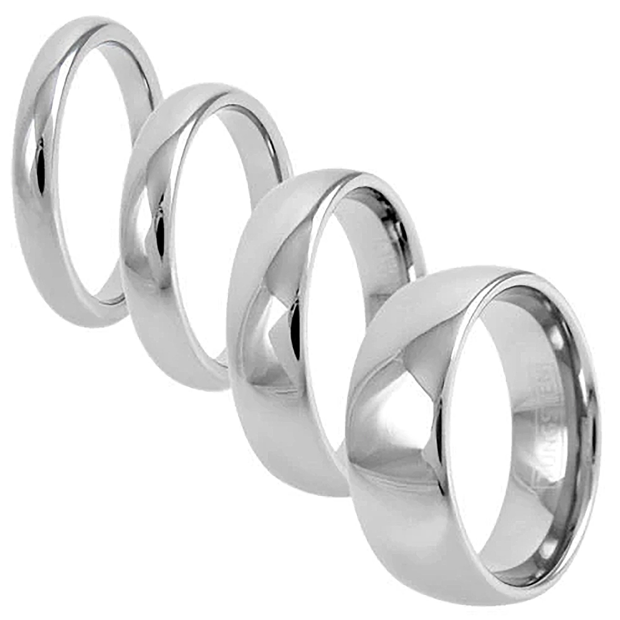 Polished Silver Wedding Band Tungsten Ring