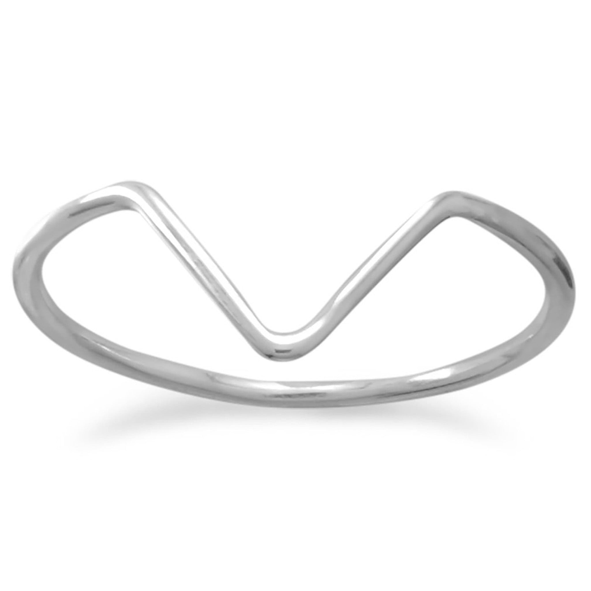 Polished V Design Ring