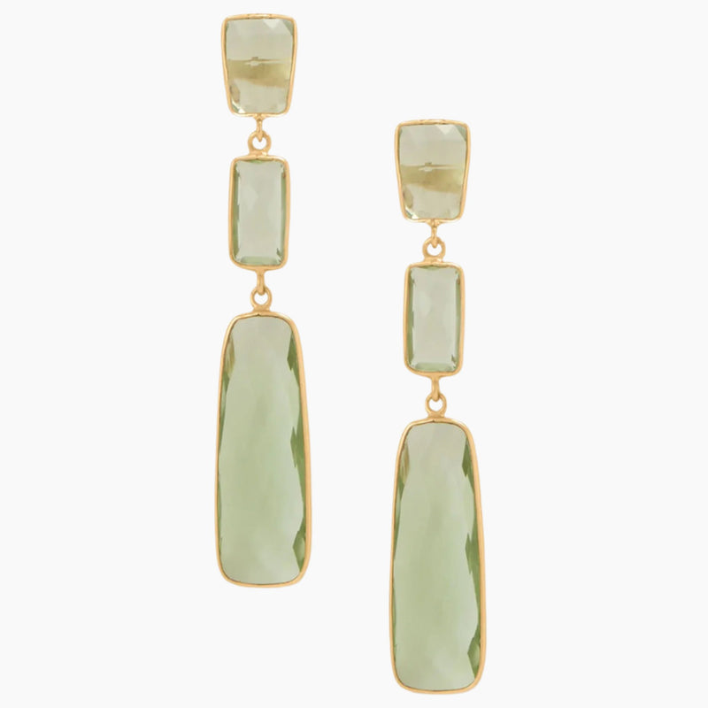 Prasiolite Drop Gold Earrings