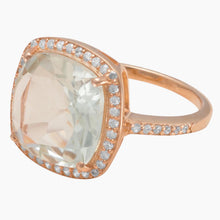 Prasiolite with Zirconia Rose Gold Ring Side View