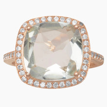 Prasiolite with Zirconia Rose Gold Ring