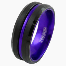 Purple Striped with Black Edged Tungsten Ring