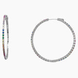 Rainbow Colored Cubic Zirconia Hoop Earrings