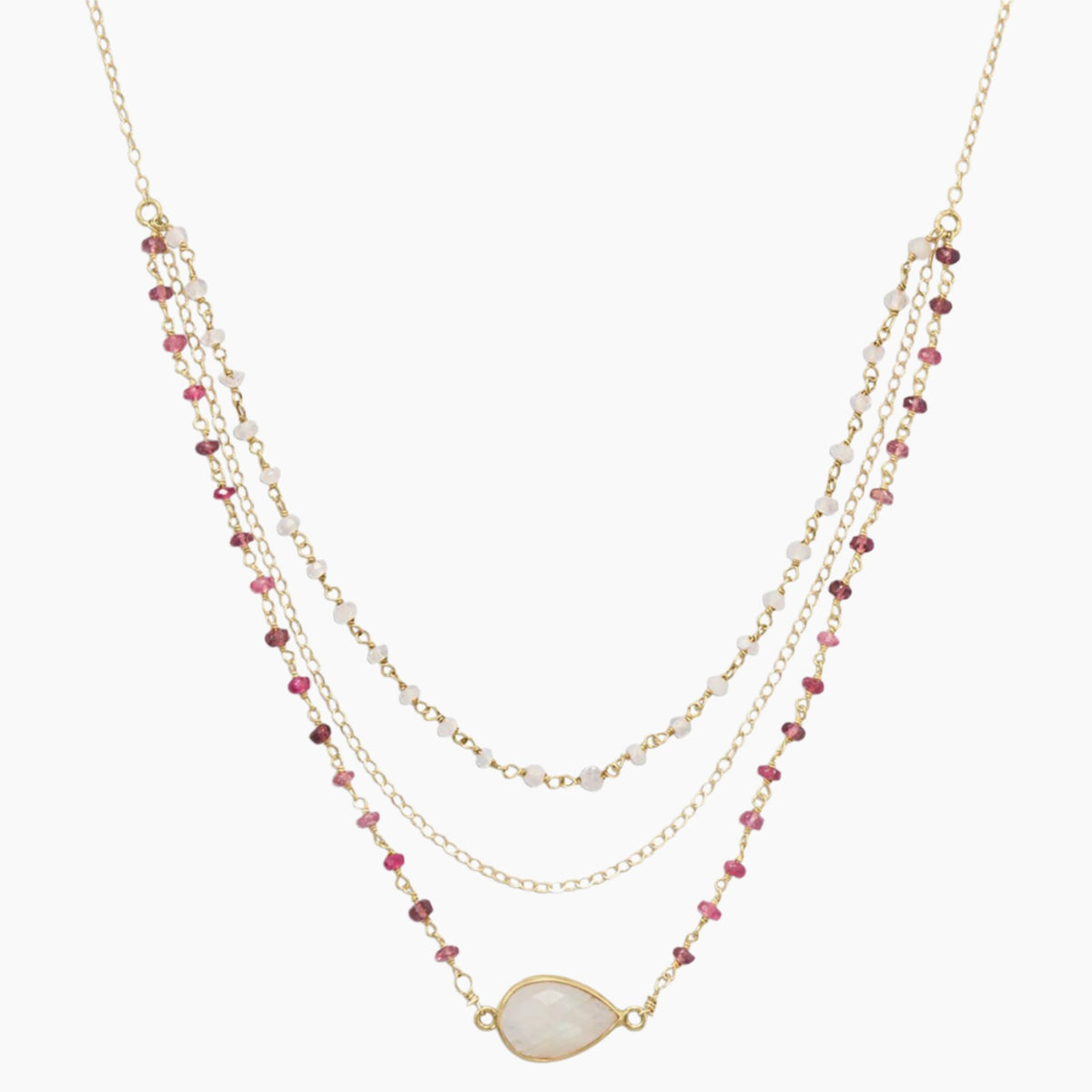 Rainbow Moonstone and Tourmaline Necklace