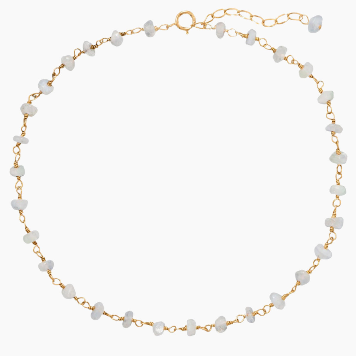 Rainbow Moonstone Bead Gold Anklet