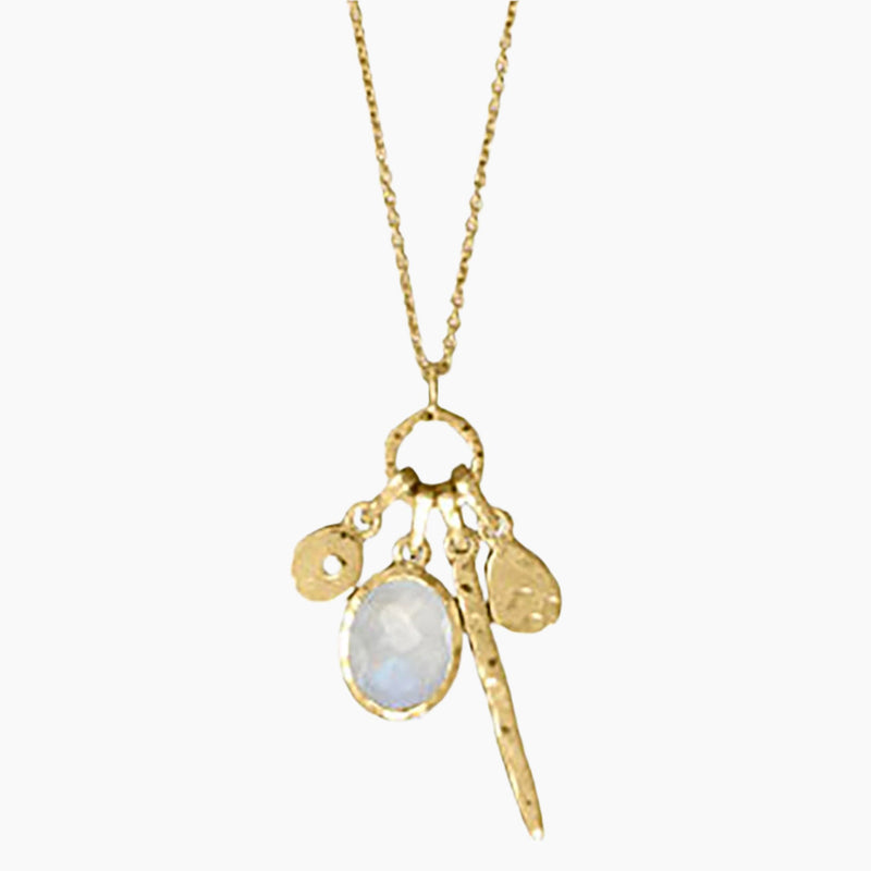 Rainbow Moonstone Charm Necklace