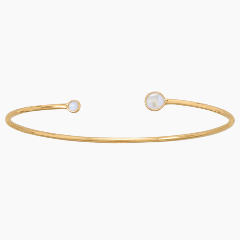 Rainbow Moonstone Gold Cuff Bracelet