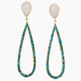 Rainbow Moonstone with Turquoise Chip Earrings