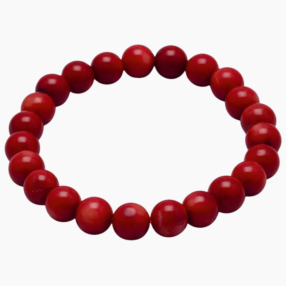 Red Coral Bead Stretch Bracelet