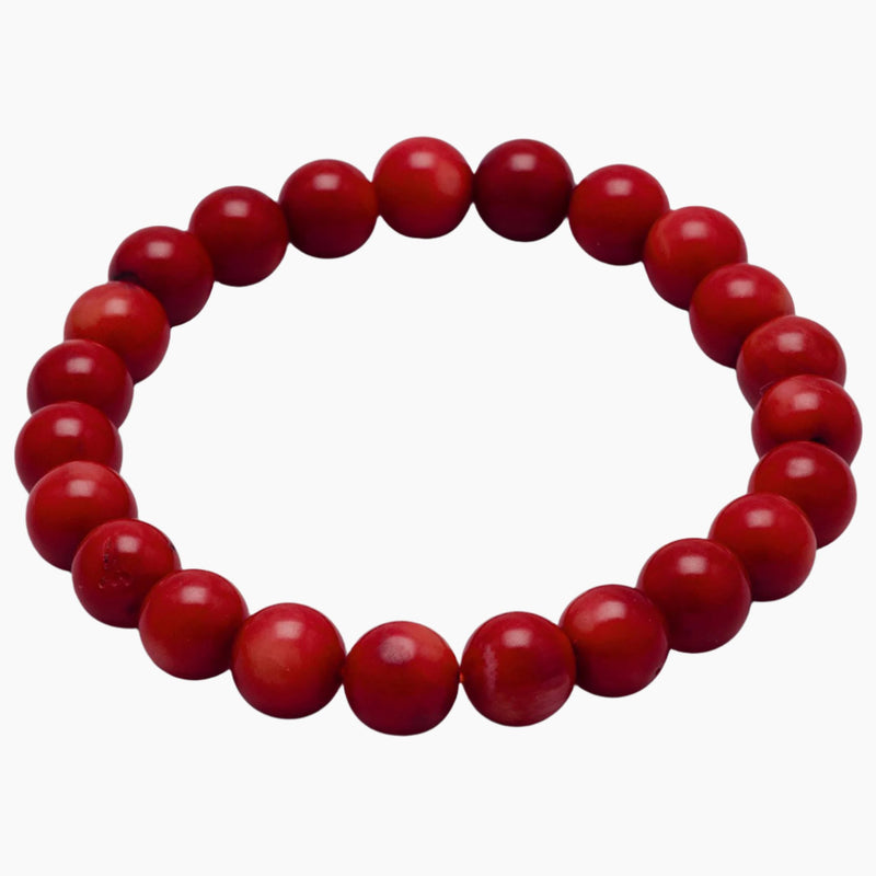 Red Coral Bead Stretch Bracelet