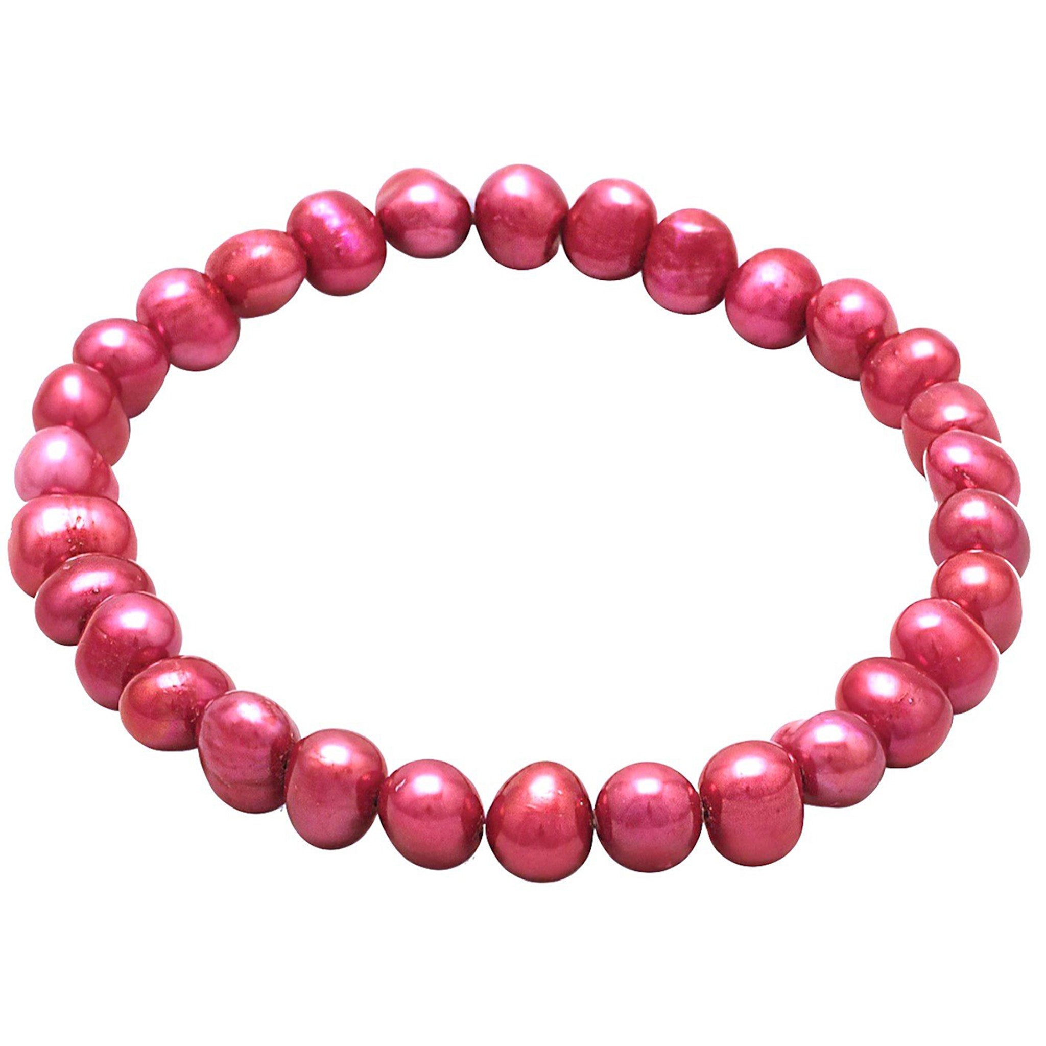 Red Freshwater Pearl Stretch Bracelet