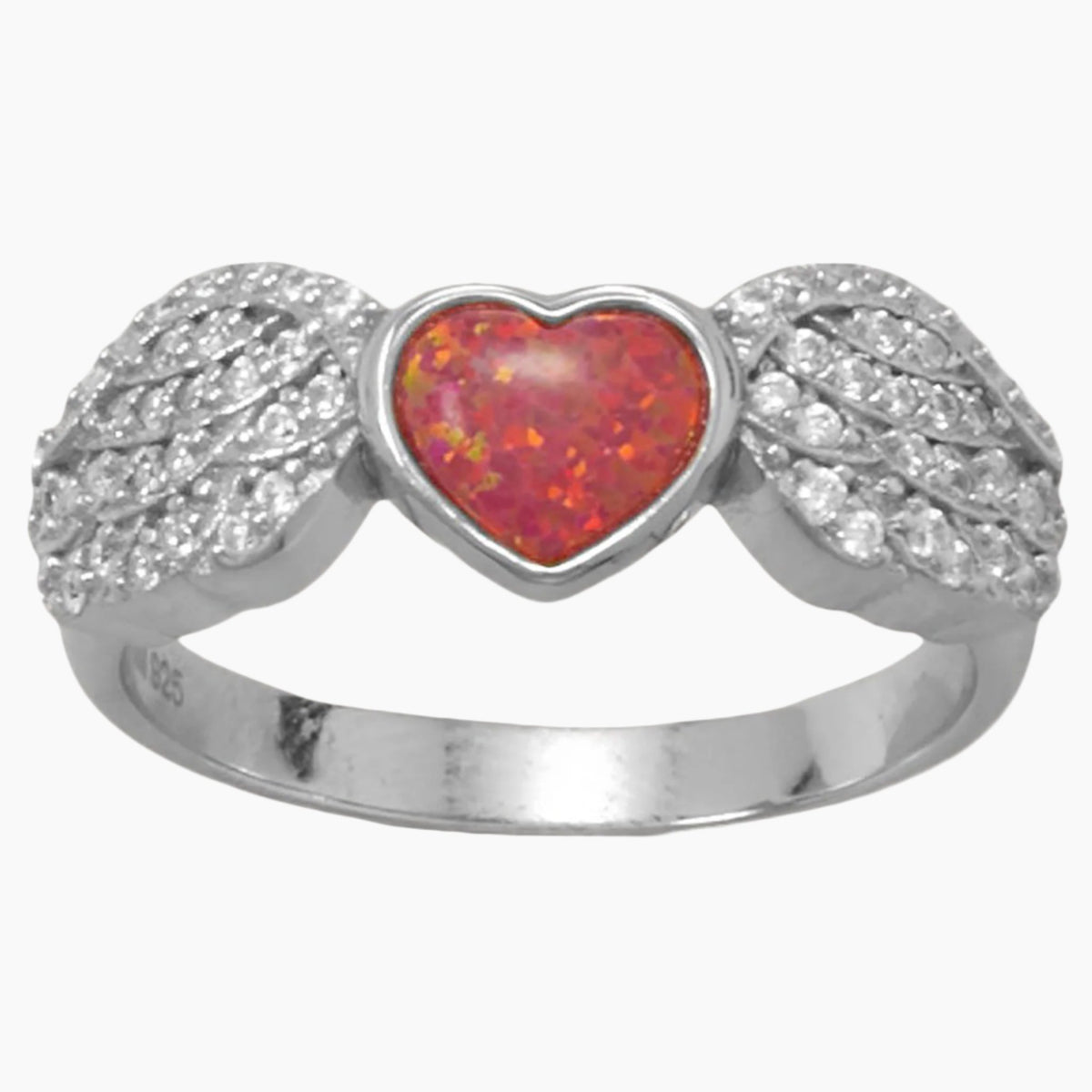 Red Opal Heart Ring
