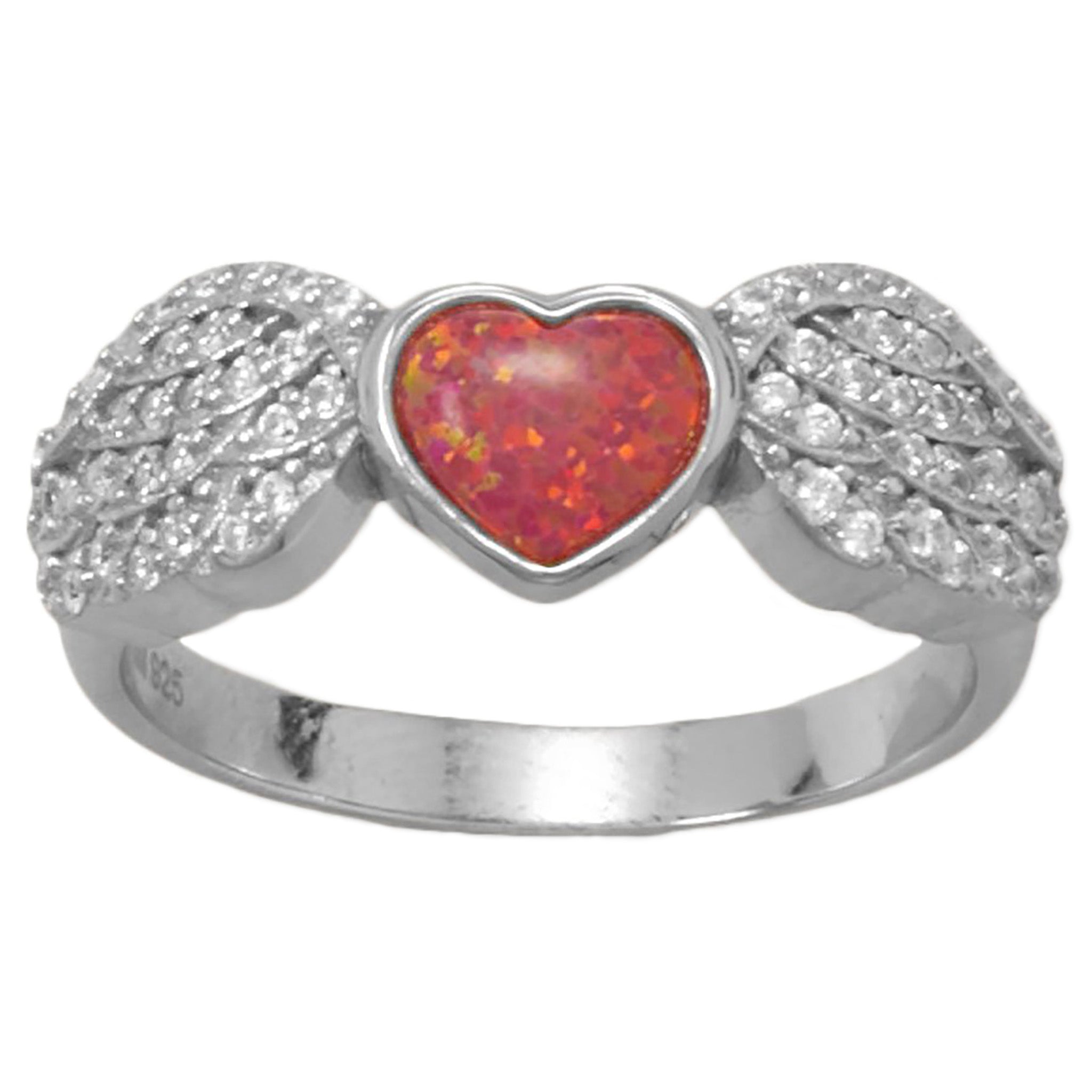 Red Opal Heart Ring