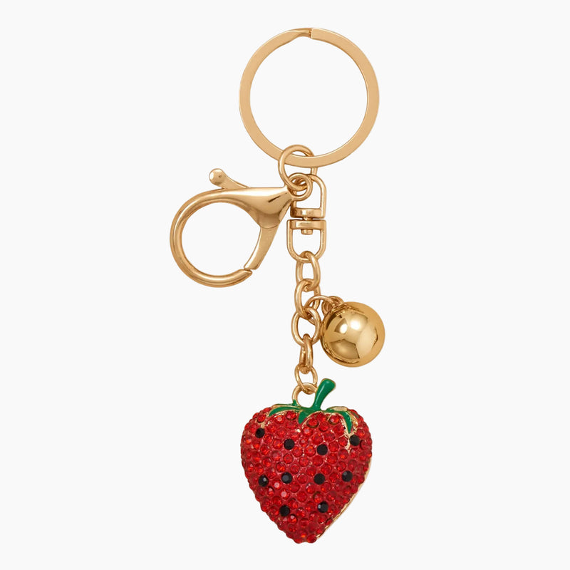 Red Strawberry Crystal Bag Charm