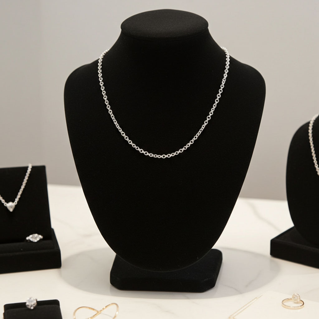 Rolo Chain - 2mm on Necklace Bust Display