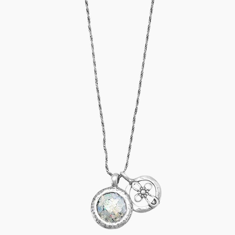 Roman Glass Cross Charm Necklace