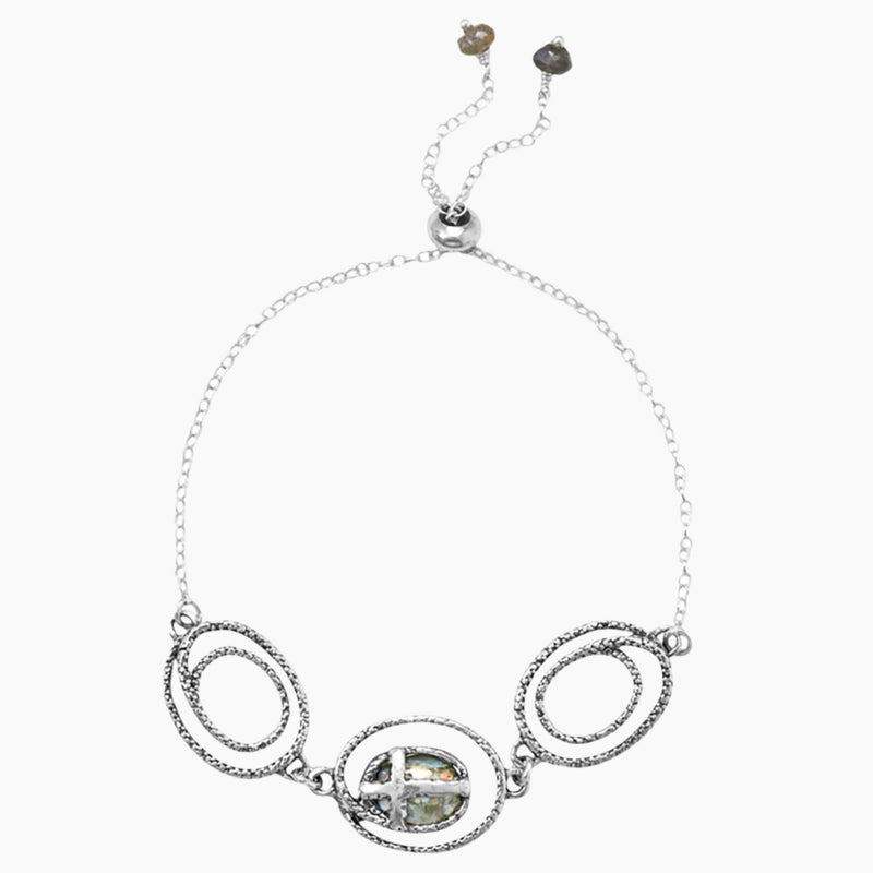Roman Glass Cross Design Bolo Bracelet