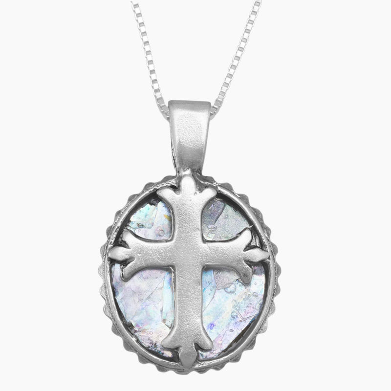 Roman Glass Cross Pendant Necklace