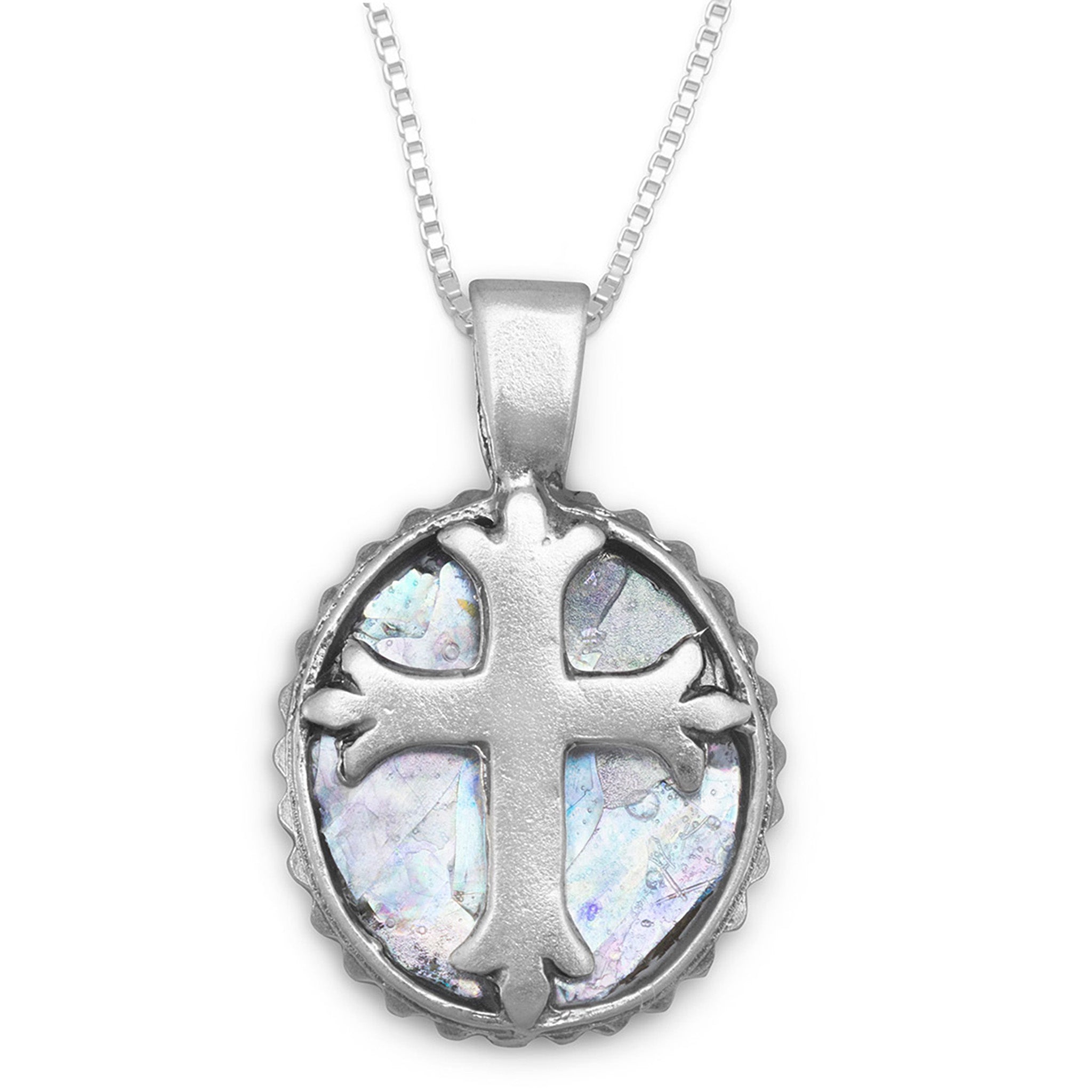 Roman Glass Cross Pendant Necklace