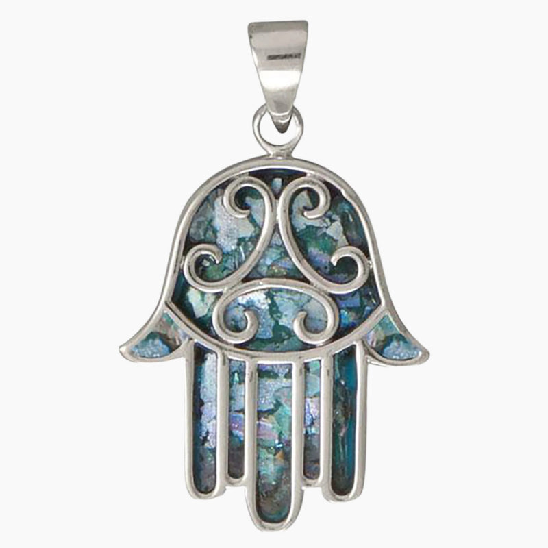Roman Glass Hamsa Pendant