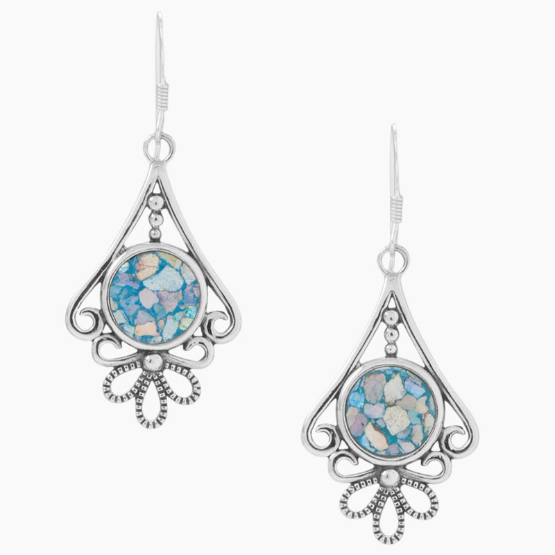 Roman Glass Loop Design Earrings